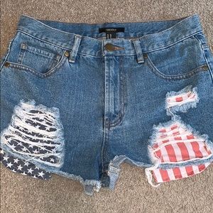 Forever 21 American flag pocket denim short